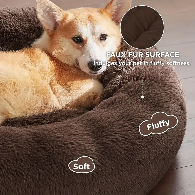Round Plush Dog & Cat Bed - Image 3