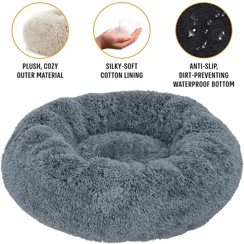 Round Plush Dog & Cat Bed - Image 2