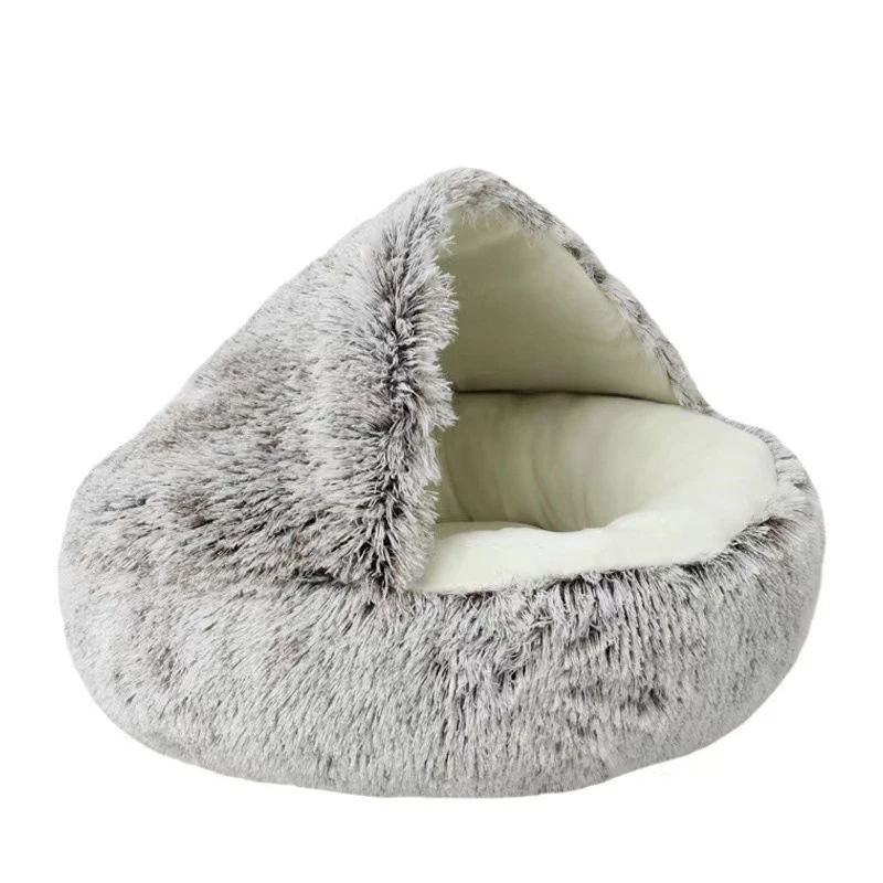 Plush Cat & Dog Bed with Cover - Image 2