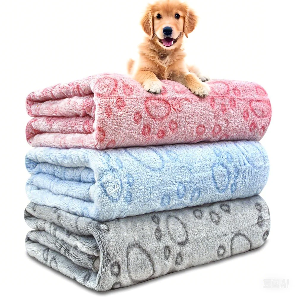 Ultra-Soft Paw Print Dog Blanket – Cozy, Machine-Washable Pet Bed Pad